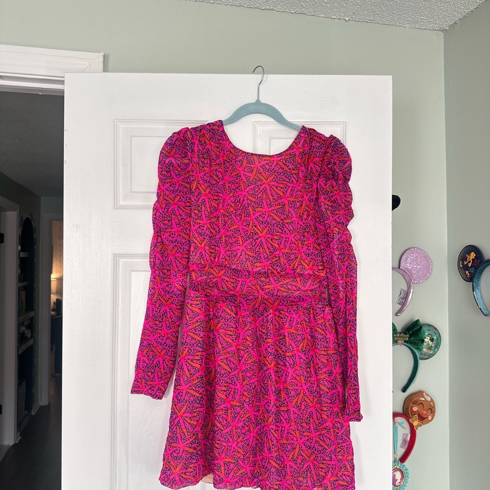 Lilly Pulitzer Pink and Orange Patterned Long-Sleeve Dress